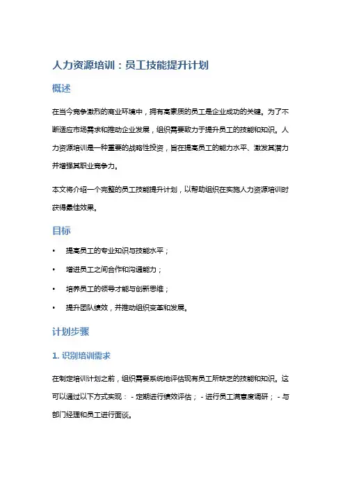 人力资源培训：员工技能提升计划