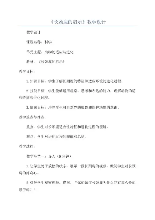 《长颈鹿的启示》教学设计