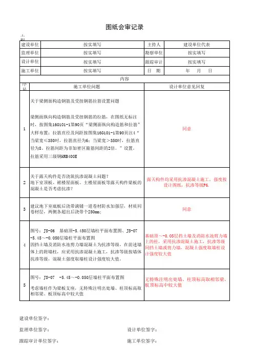 图纸会审记录(样表)