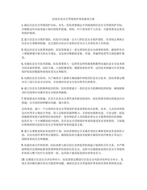 医院信息安全等级保护体系建设方案