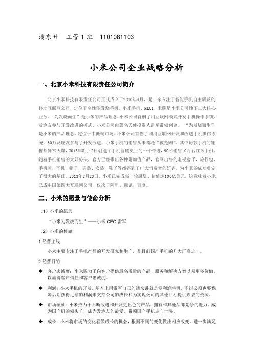 北京小米有限责任公司战略分析(1).