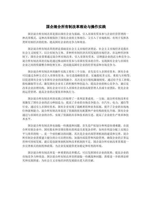 国企混合所有制改革理论与操作实践