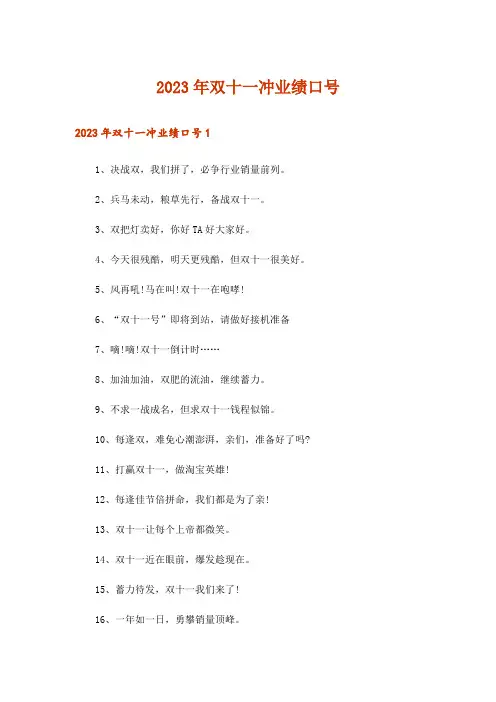 2023年双十一冲业绩口号