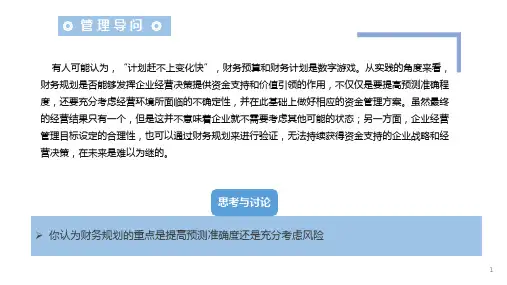 《财务管理学：中国视角》第10章——财务规划