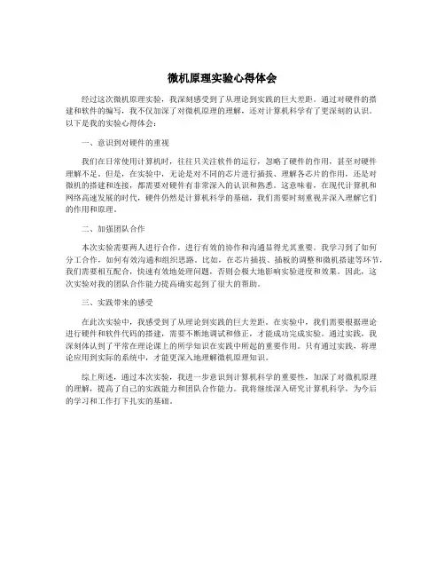 微机原理实验心得体会