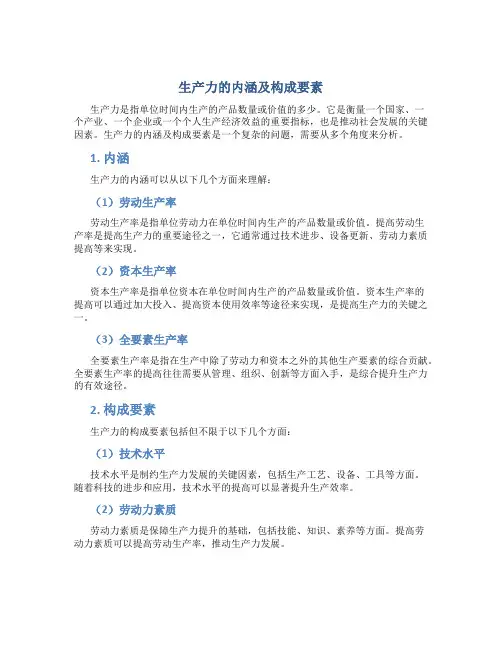 生产力的内涵及构成要素