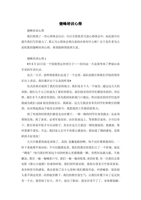 健峰培训心得
