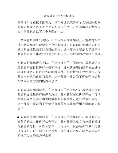 副高评审专业技术报告