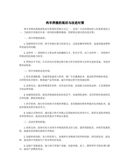 肉羊养殖的现状与改进对策
