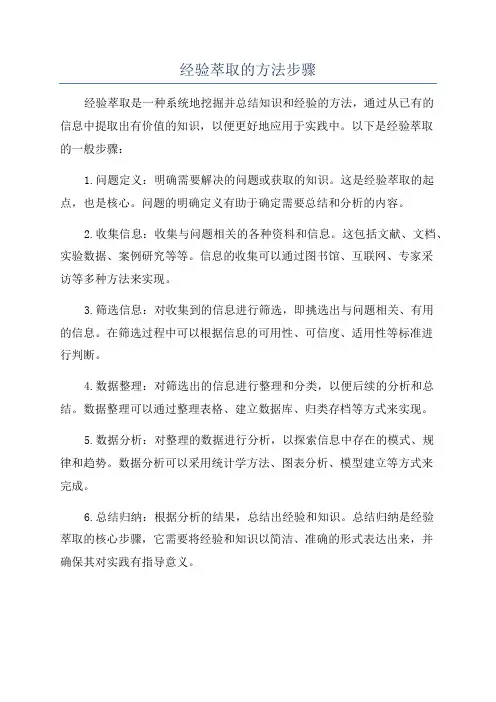 经验萃取的方法步骤