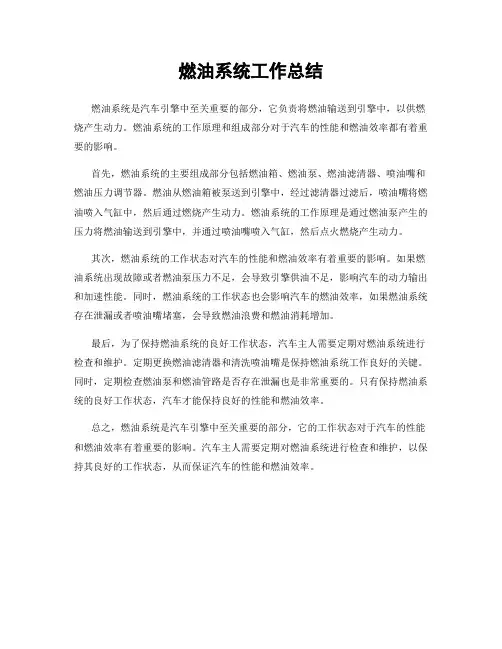 燃油系统工作总结