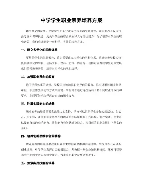 中学学生职业素养培养方案