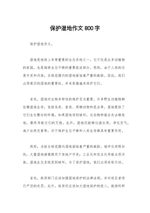 保护湿地作文800字