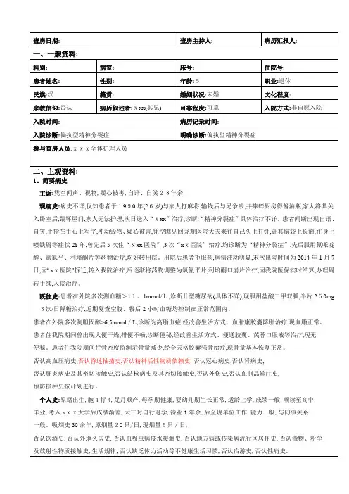 精神科护理查房