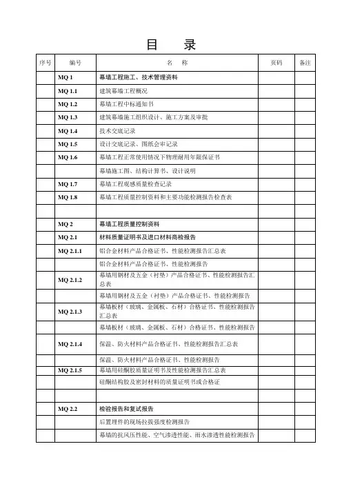 幕墙工程竣工资料(全填写示例)