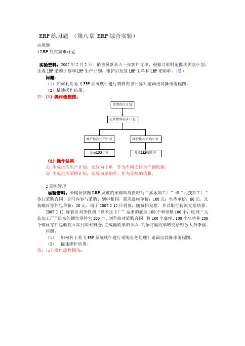 ERP练习题 (第八章 ERP综合实验)