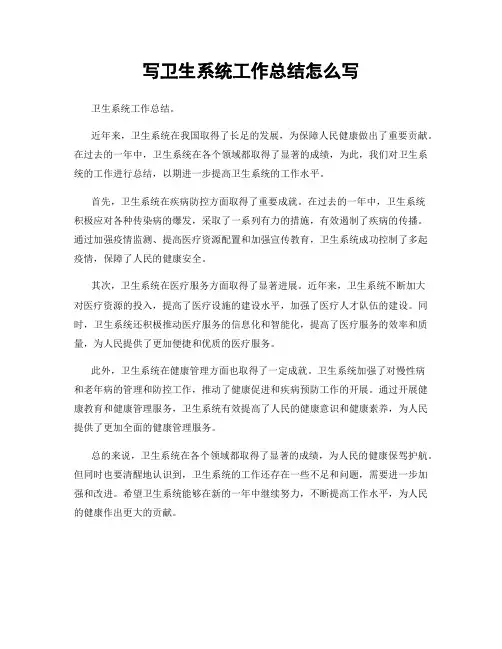 写卫生系统工作总结怎么写