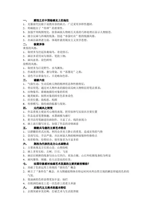 美术专业基础知识——简答题