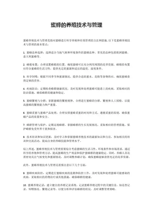 蜜蜂的养殖技术与管理