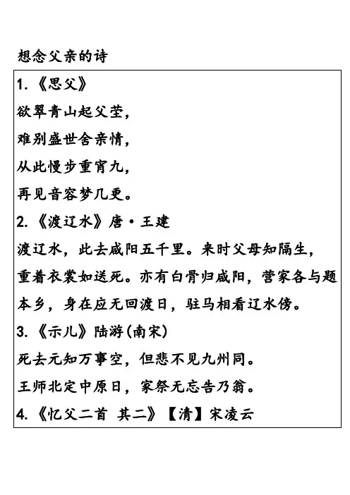 想念父亲的诗