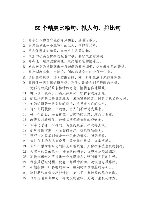 55个精美比喻句、拟人句、排比句