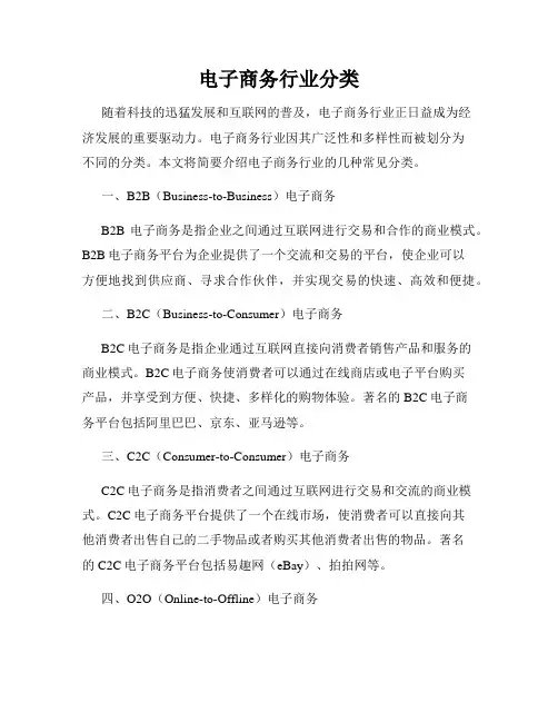 电子商务行业分类