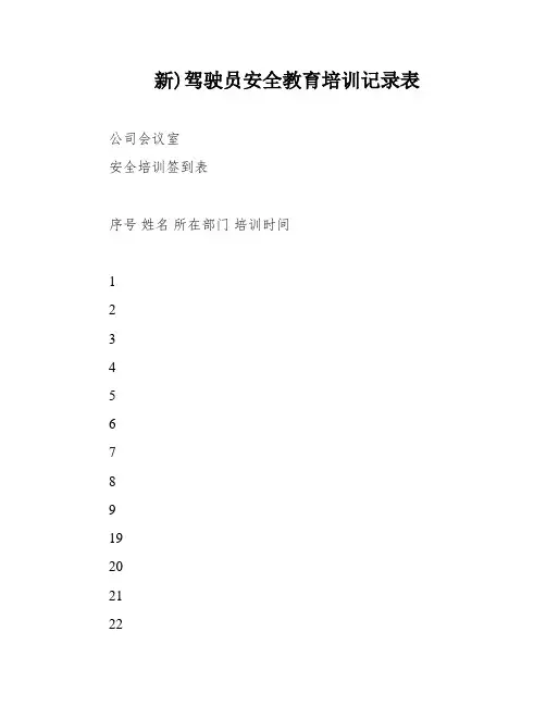新)驾驶员安全教育培训记录表