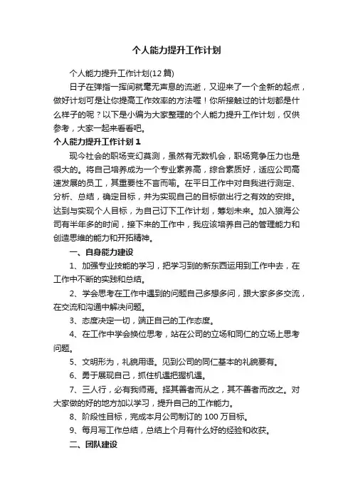 个人能力提升工作计划
