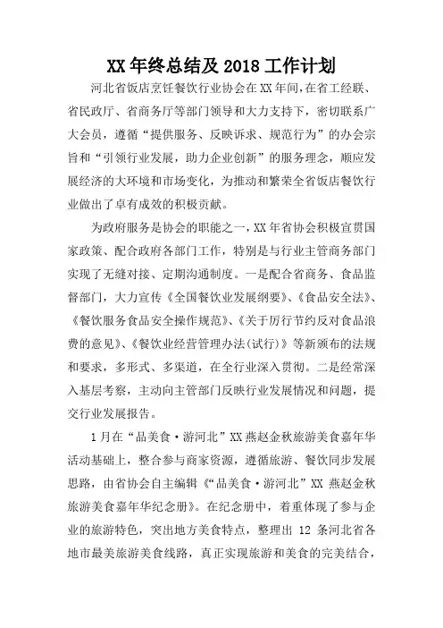 XX年终总结及2018工作计划