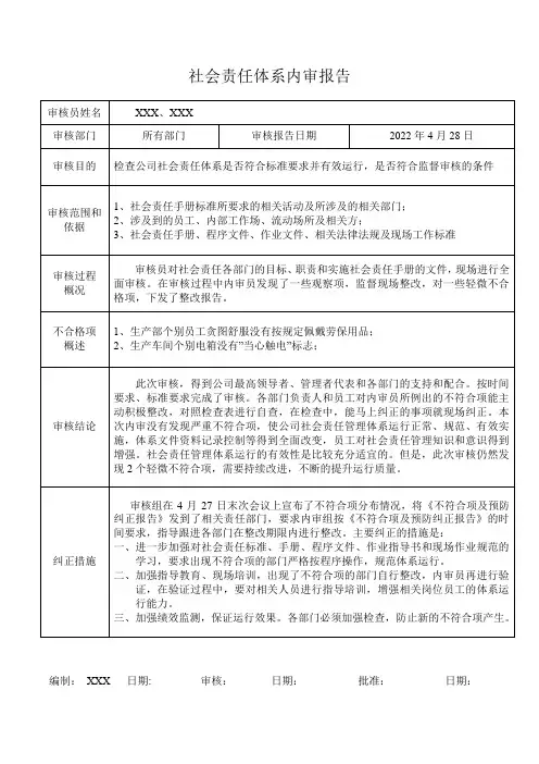 社会责任内审报告