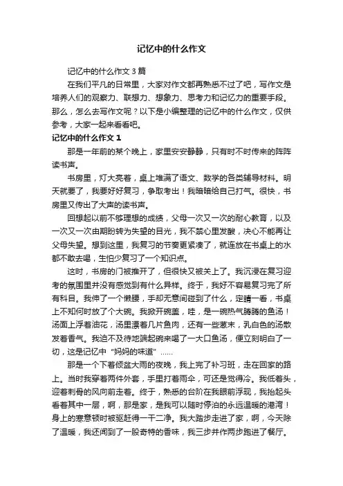 记忆中的什么作文3篇
