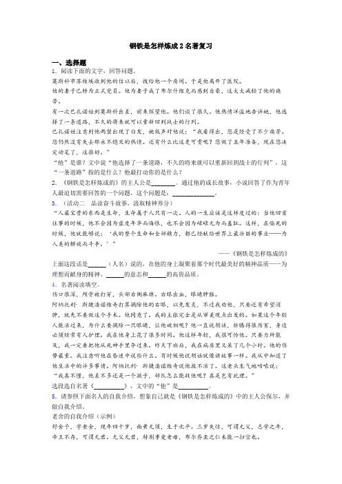 钢铁是怎样炼成2名著复习