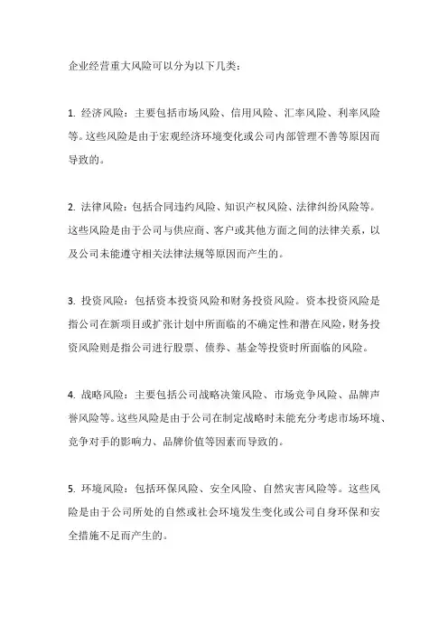 企业经营重大风险分类