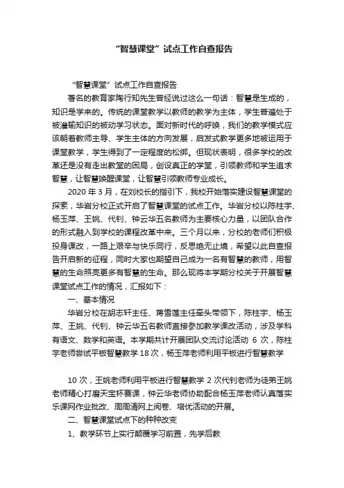 “智慧课堂”试点工作自查报告