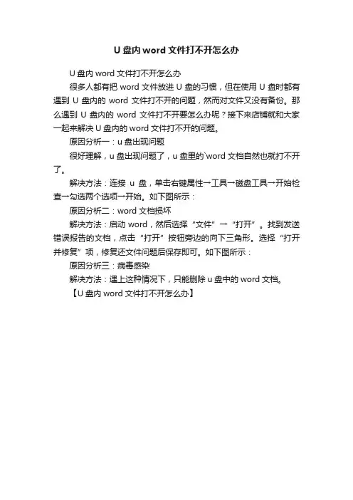 U盘内word文件打不开怎么办