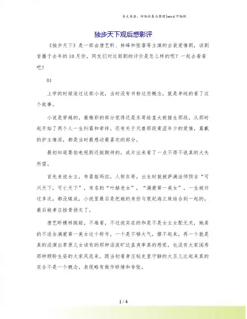 独步天下观后感影评