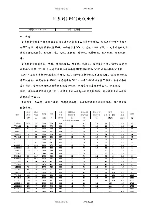 电动机型号参数列表之欧阳理创编