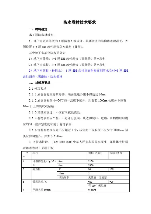 SBS技术要求