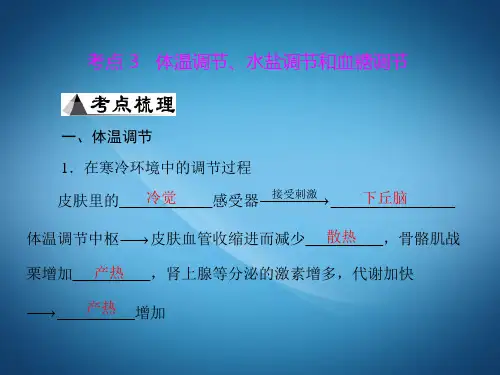 高二生物ppt课件 体温调节水盐调节和血糖调节课件