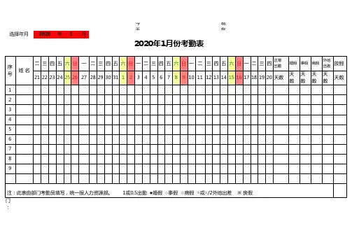 智能考勤表(可直接用,智能统计1-12月考情状况)