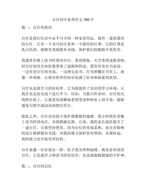 台灯初中优秀作文500字