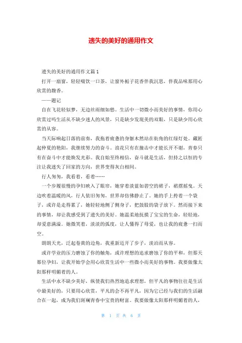 遗失的美好的通用作文