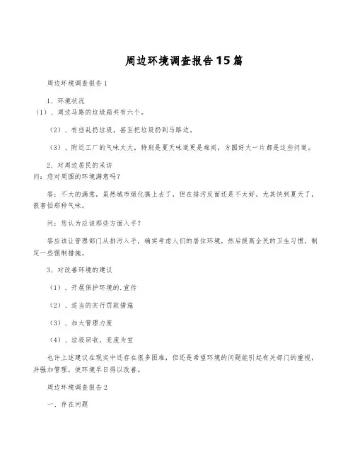 周边环境调查报告15篇