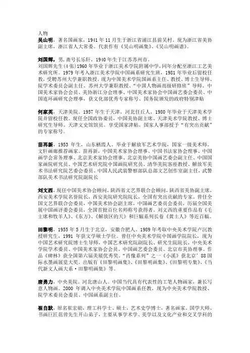 中国当代著名人物画家简介