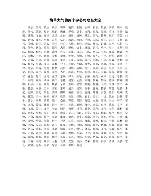 简单大气的两个字公司取名大全
