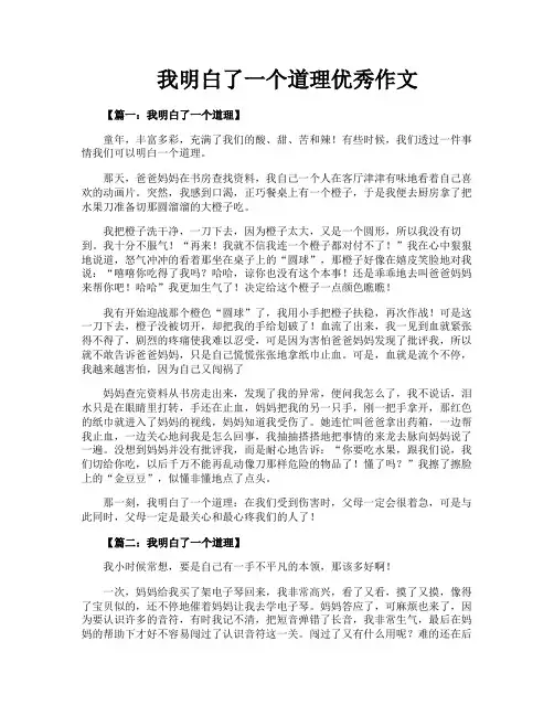我明白了一个道理优秀作文