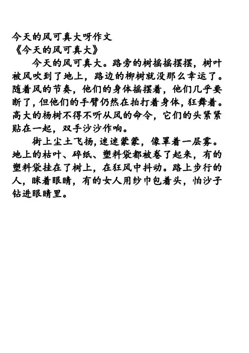 今天的风可真大呀作文