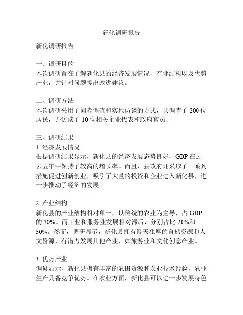 新化调研报告