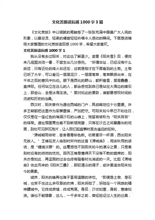 文化苦旅读后感1000字3篇