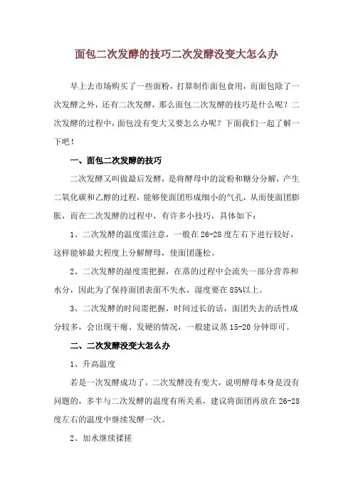 面包二次发酵的技巧 二次发酵没变大怎么办